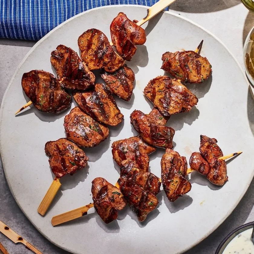 Brochetas de Hígado de Pollo a la Parrilla