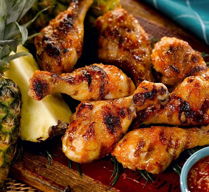 Grilled Chicken Drumstick with Pineapple Sriracha Glaze