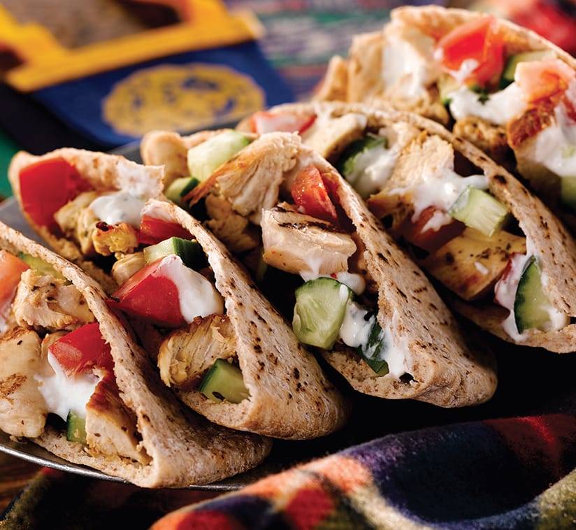 Grilled Chicken and Hummus Pitas