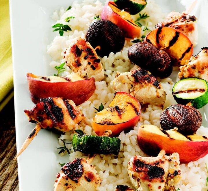 Grilled Chicken and Peach Kabobs