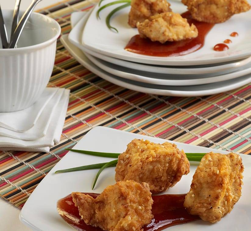 Sesame Chicken Nuggets With Plum Sauce