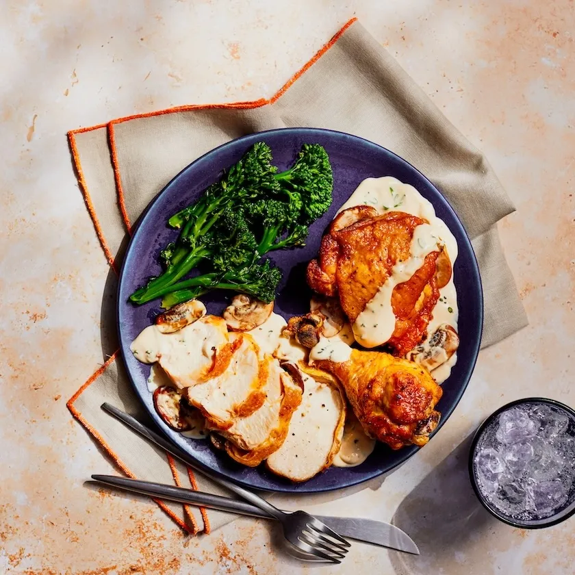 Roasted Chicken With Mushroom Gravy - Sanderson Farms