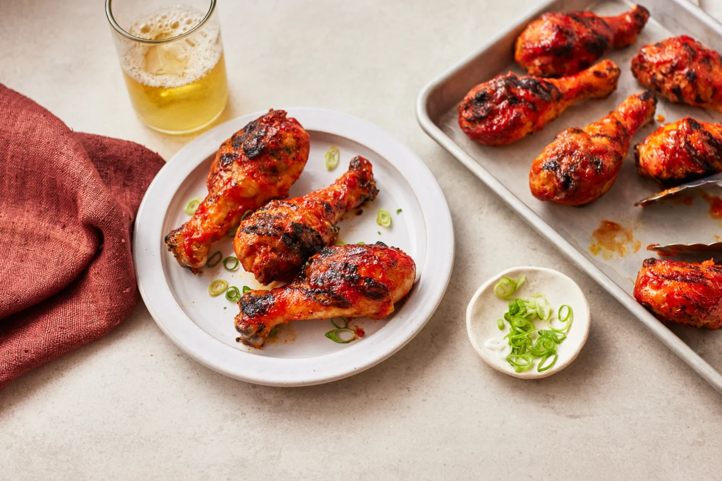 Grilled Chicken Drumsticks with Pineapple Sriracha Glaze