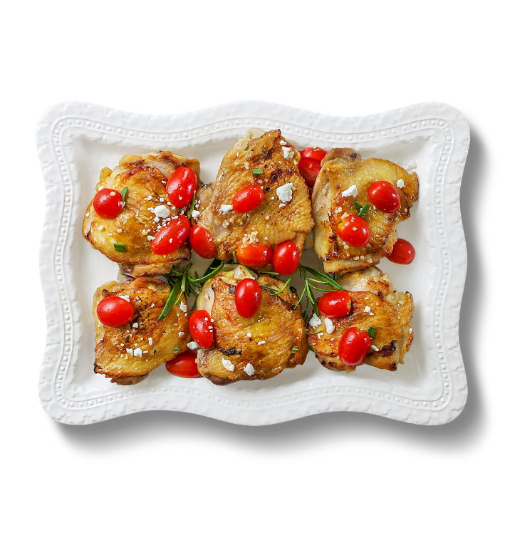 Pan Roasted Chicken Thighs with Tomatoes and Rosemary