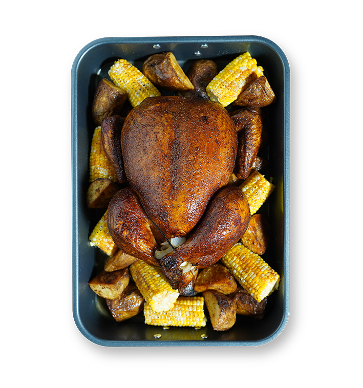 Cajun Spiced Roasted Chicken with Potatoes and Corn