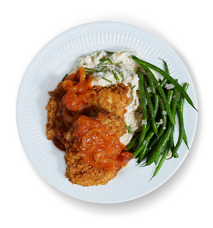 Fried Chicken Thighs with Tomato Gravy