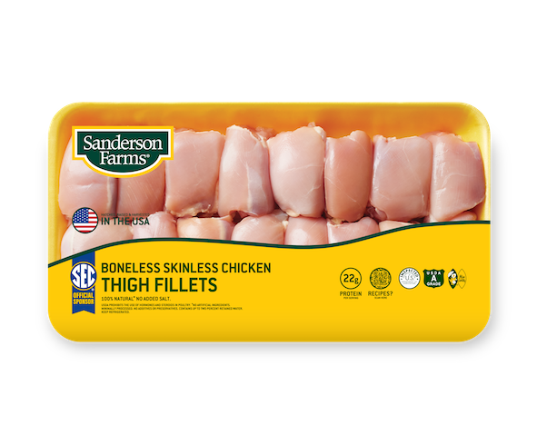 Filetes de muslo de pollo deshuesados y sin piel