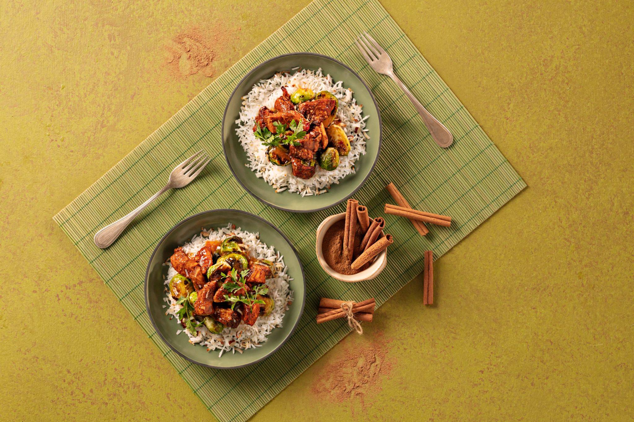 Sticky Hot Garlic Glazed Chicken With Crispy Coconut Rice