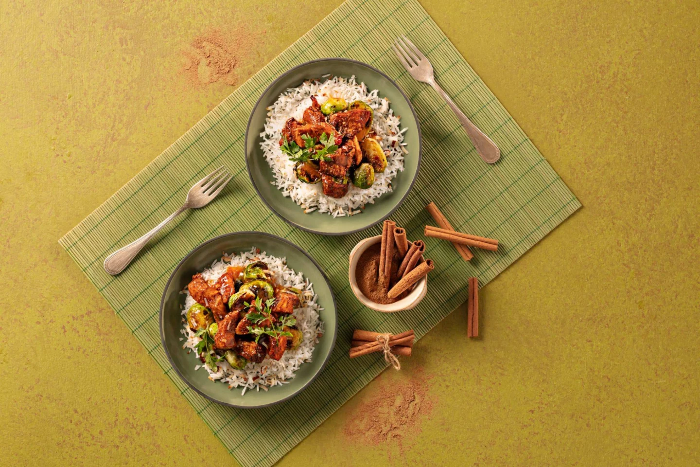 Sticky Hot Garlic Glazed Chicken With Crispy Coconut Rice