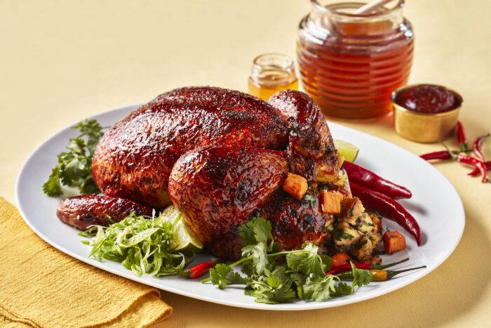 Pollo asado con miel y gochujang