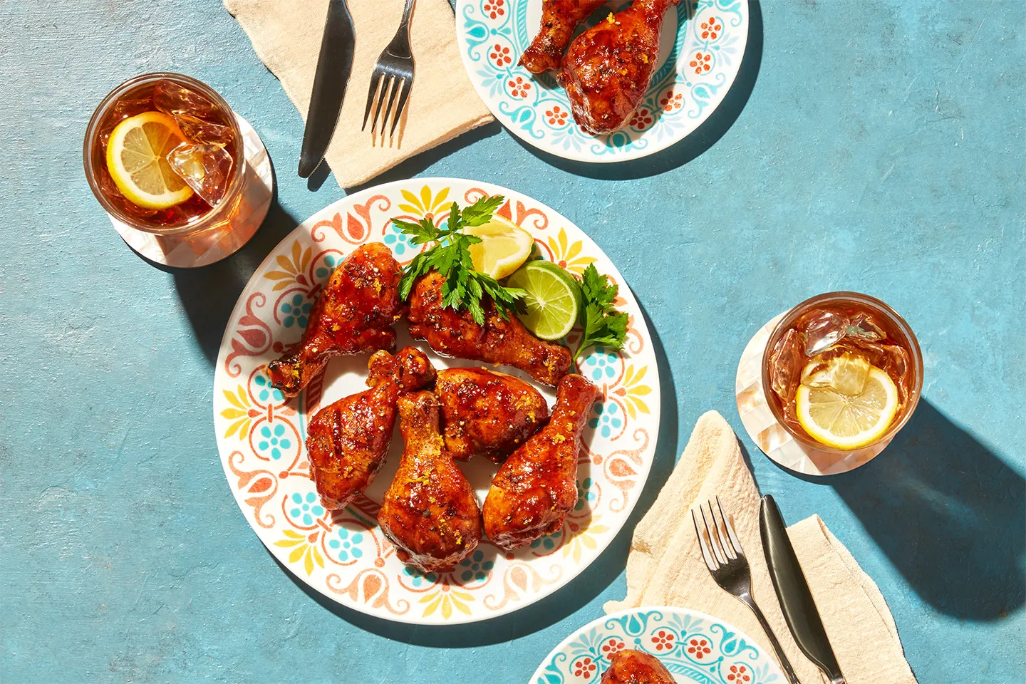 Bourbon Tea-Brined Chicken Drums with Citrus BBQ Glaze