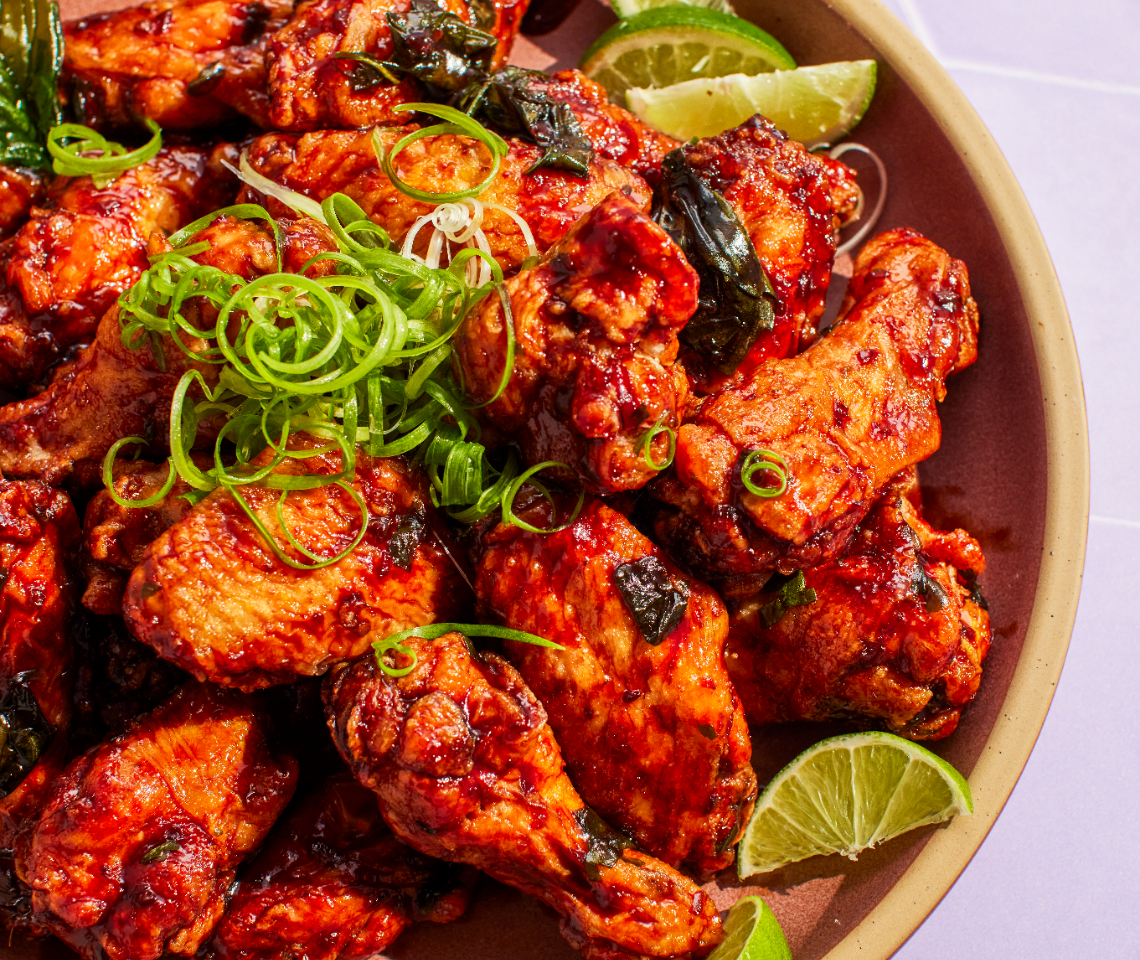 Crispy Sticky Thai Basil Chicken Wings