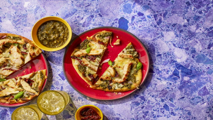 GRILLED PESTO CHICKEN FLATBREAD